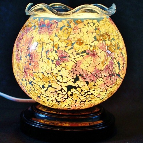 LUNA MOSAIC GLASS ELECTRIC WAX MELT OIL WARMER BURNER WITH HEAT CONTROL
