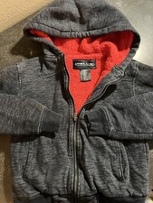 Oneill Hoodie Jacket Youth Small A Gray Red Zip Fleece Sherpa Lined Heavy
