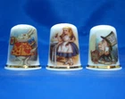 Birchcroft China Thimbles -- Set of Three -- Alice in Wonderland