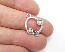 5 Silver Charms Blank Resin Bezel Mounting Cabochon Base Setting G27645