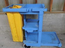 Rubbermaid Janitor Maid Housekeeping Cleaning Cart hotel 3 shelf with bag blue