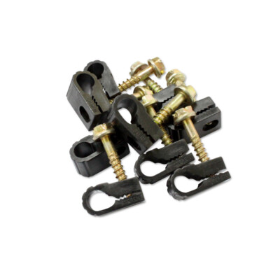Single Coax Steren Grip-Clip Black 200 per bag