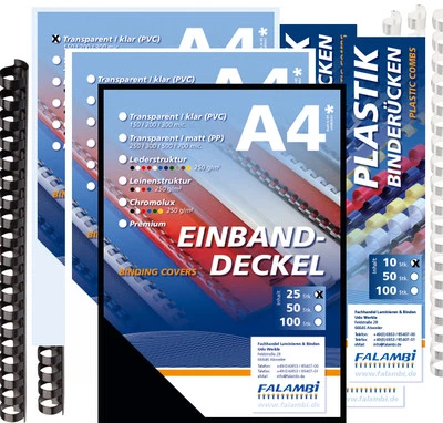Starterset für Bindegerät - 155 Teile / Binderücken, Deckelfolien, Einbanddeckel