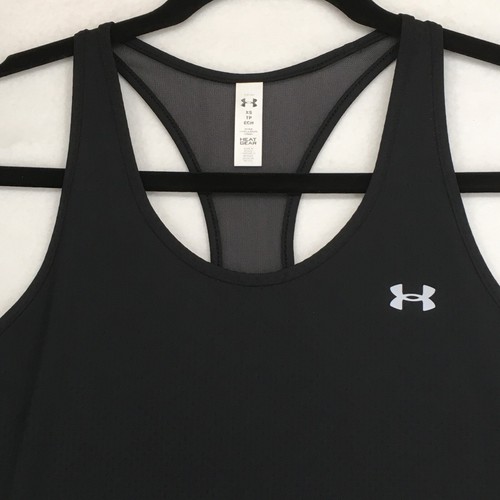 UNDER ARMOUR HEAT GEAR Women's Racer Tank Top Size XS Fitted Spandex Solid Black - 第 2/13 張圖片