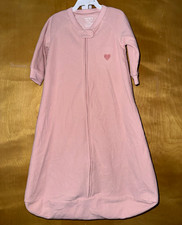 Carter's Pink 3-6M Fleece Zip Sleep Sack Gown Wearable Blanket, Heart