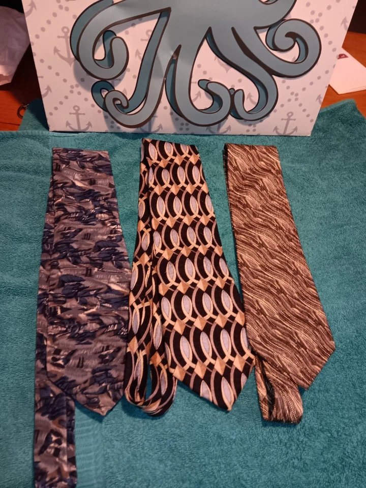 Lot Of 3 Cocktail Collection Ties 100 % Silk DRY Clean Only Each Is Gorgeous  - Image 2 of 4
