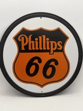  New Phillips 66 Shield Logo Gasoline Round Tin Sign Vintage Retro 11.75 