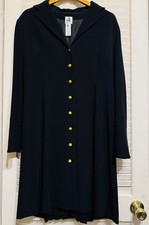 Vintage Lanvin Paris Black Dress Gold Buttons  Ruffles On Back Sz EUR 42