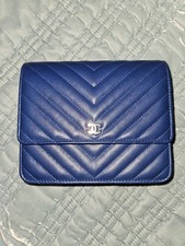 CHANEL Classic Black Leather Square Wallet On Chain With Silver Hardware