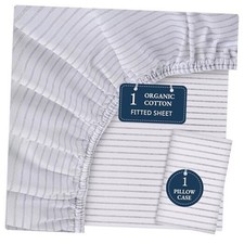 Twin XL Fitted Sheet, 100 Twin XL 2PC 10: Ticking Stripe - Cobalt Blue