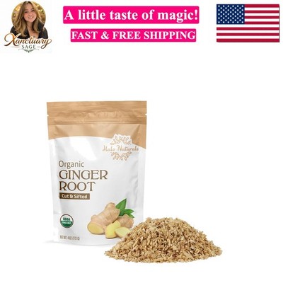 Organic Ginger Root Cut & Sifted, 4 Ounces Zingiber officinale USDA Certified...