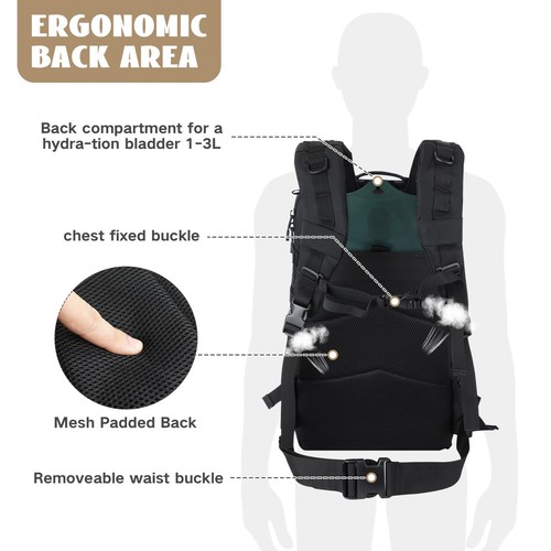45L Military Tactical Backpack Molle Army Rucksack Assault Pack Men Hiking Bag - Picture 4 of 19