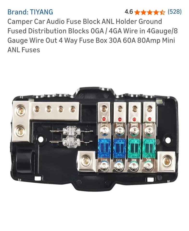 Camper Car Audio Fuse Block ANL Holder Ground Fused Distribution Blocks 0GA /... - Image 3 of 4