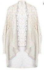 NWOT SAACHI White Open Knit Cardigan With Color Speckles One Size
