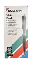 Skilcraft Vista Bold Ballpoint Pens 12 Pack Black Ink 1.4mm Tip Smooth Flow