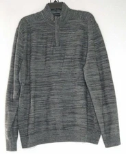 Geoffrey Beene Adult Mens X Large Gray Long Sleeve 1/4 Zip Tight Knit Sweater
