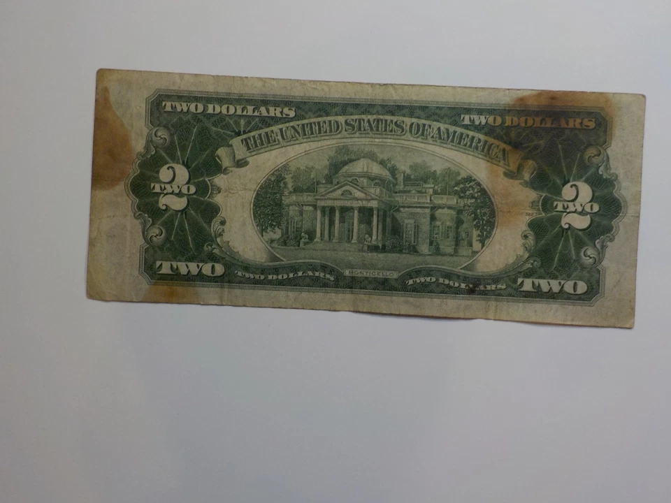 Currency Note 1928 2 Dollar Bill Paper Money Red Seal United States Two USA VTG  - Image 2 of 2