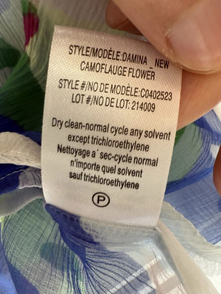 Blusa Theory Mujer 100% Seda Transparente Top Camisa Botón Floral Pequeña PP 1378 Foto 4 de 4