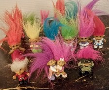 Vintage Mega RUSS TROLLS  Others lot of 13/ 2"  1 Giant 17" Cloth Troll