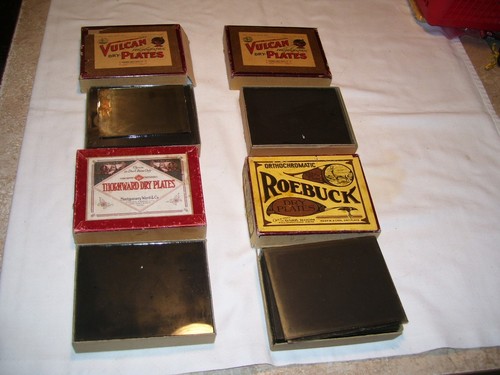 4 Boxes Antique Glass Negatives Dry Plates Steam Engines Farming Cars Early 1900