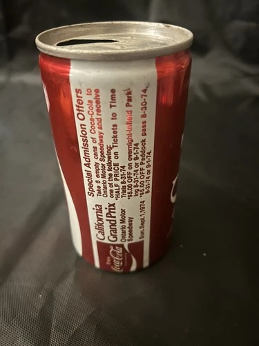 Vintage Coca-Cola 1974 California Grand Prix Rare Empty 12 oz. Pull Tab Soda Can