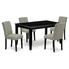 East West Furniture Dudley 5-piece Wood Dining Set in Black/Shitake