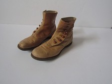 Vintage Victorian Leather Child's Childrens Button Up High Top Brown Tan Shoes