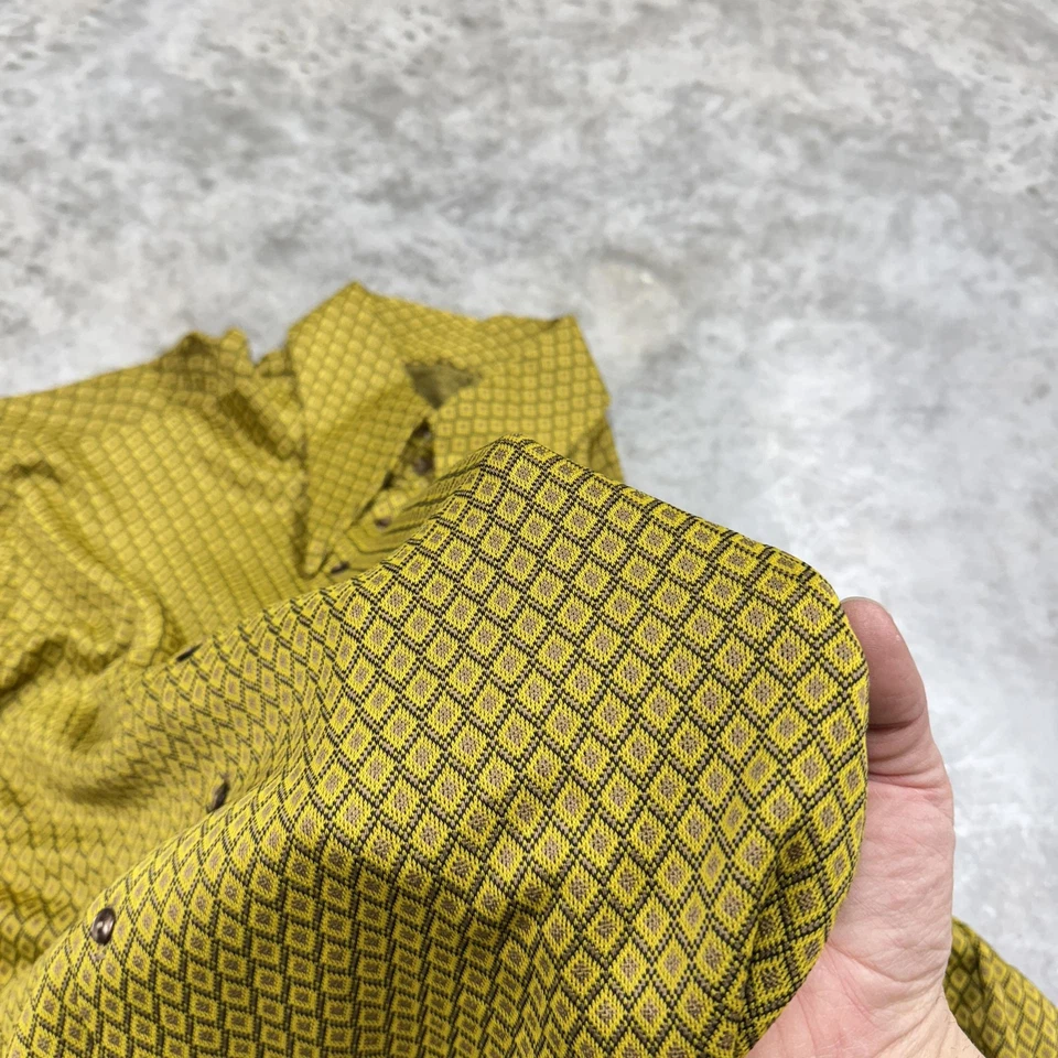 Vintage Disco shirt mens XL 70s geometric print point collar hippie poly 60s - Image 2 of 4