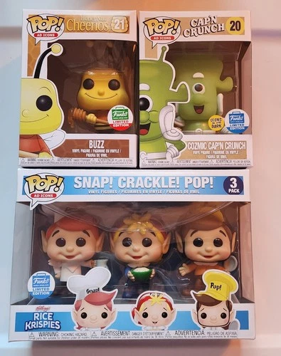 New Cereal Ad Icons - Funko Pop! Bundle - Snap,Crackle&Pop, Buzz, & Cap'N Crunch