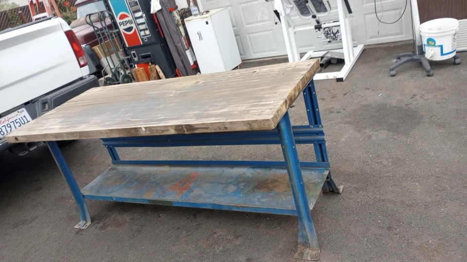 ANTIGUA MESA DE BLOQUE DE CARNICERO 6 pies 32"/34" de alto años 20 Firestone Tire And Rubber Co Foto 2 de 4