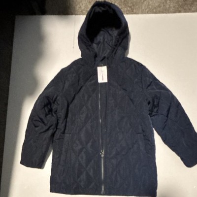 NWT. Size Medium Girls  Quilted Hooded Jacket Navy Girls M 8 Years Zip
