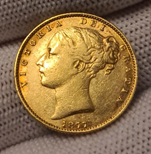 Full Sovereign Coin 1877 Shield Back Sydney Mint Young Head 22 Carat Solid Gold