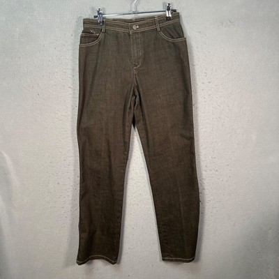 Company Ellen Tracy Petite 4 Brown Straight Leg Embroidered Back Pocket Pants
