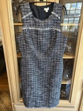 J. Crew 8 Tweed fringe sheath dress sleeveless business office cocktail EUC !