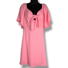 New Medium Dokotoo Pink Retro Dress Ruffle Barbie Pinup Coquette Sweetheart