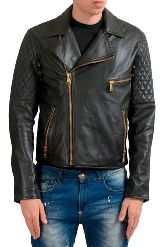 Versace Versus Men's Leather Zip Up Bomber Jacket US S IT 48 - product listing photo