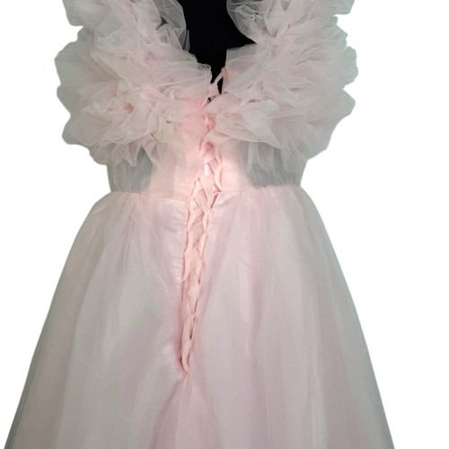 Candy Pink Prom Dress Princess Layers Of Tulle Tie Back Square Neckline NWOT 12 - Picture 4 of 11