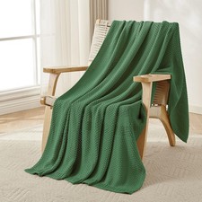 Chunky Cable Knit Throw Blanket, Lightweight 100 Cotton Soft Cozy Throw Twin...