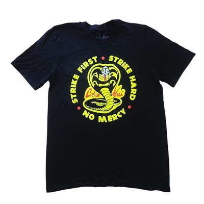 Cobra Kai T-Shirt Small Black Strike First Strike Hard No Mercy Karate Tee 2022