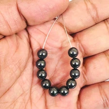 10 Pcs. 6 mm Certified Loose Round Black Diamond Smooth Beads For Jewelry