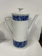 Thomas Germany Tea Coffee Pot Rosenthal Porcelain Blue  Floral on White EUC