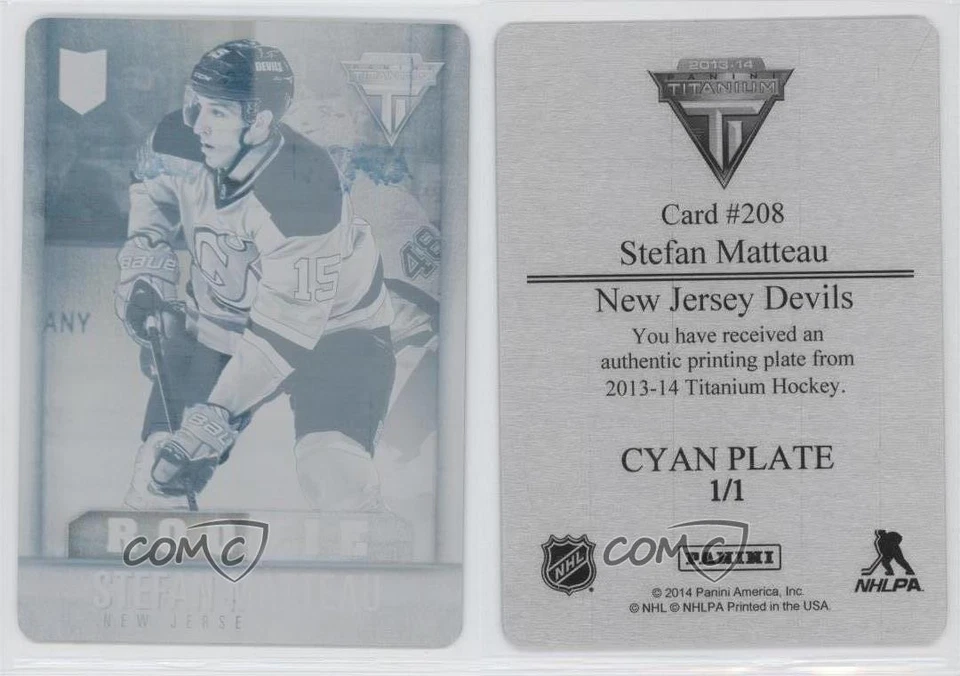 2013 Panini Titanium Printing Plate Cyan 1/1 Stefan Matteau #208 Rookie RC 0c3 - Image 3 of 3
