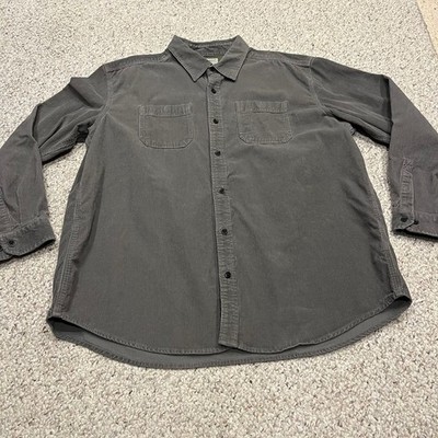 LL Bean Mens Comfort Stretch Corduroy Button Down Shirt Sz XXL Gray Outdoor