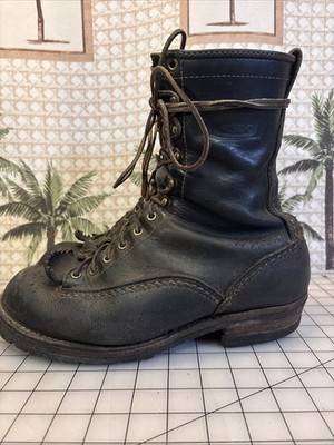 Vtg WESCO Jobmaster Lineman Logger Heavy Leather Boots USA PNW Mens Size 10 EE