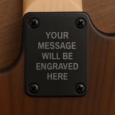 Custom Engraved Etched Black Plated Steel Guitar Neck Plate Personalized