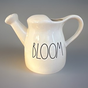 RAE DUNN by Magenta “BLOOM” White Ceramic Watering Can Pitcher or Vase