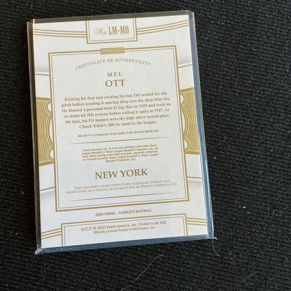 Panini Flawless 2022 - Legendary Materials Mel Ott #LM-MO 22/25 Foto 2 de 2