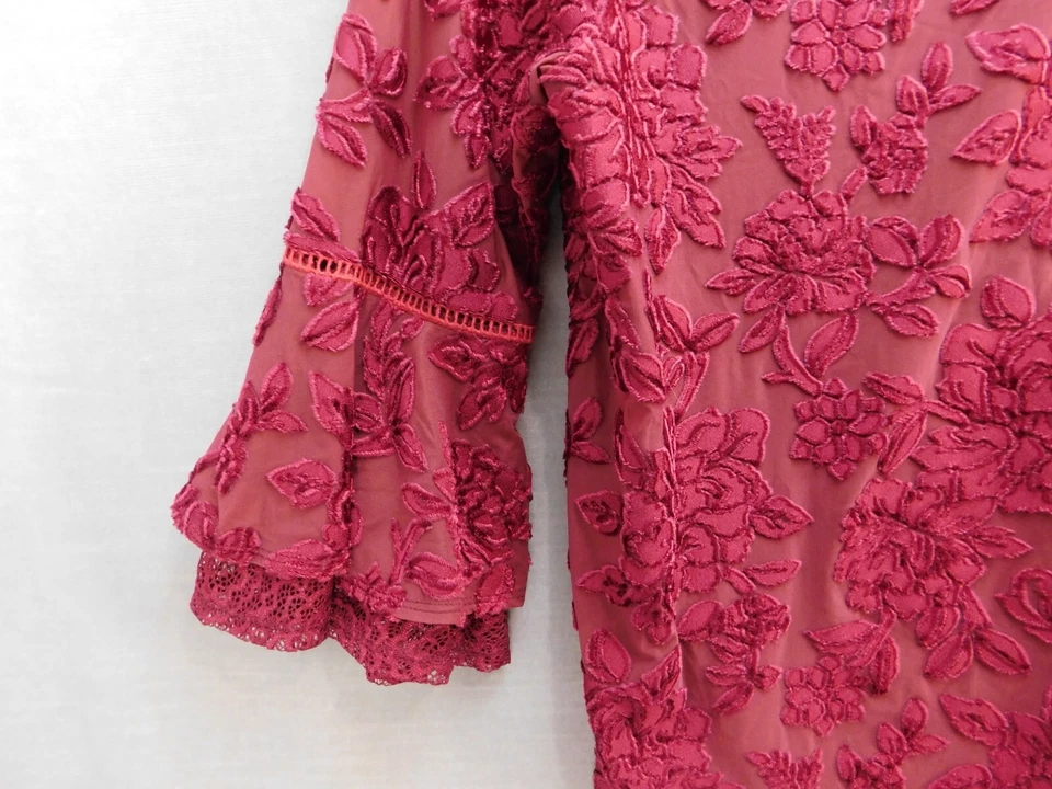 Top Figueroa y Flor Para Mujer Pequeño Rojo Floral Encaje Mangas Volantes Boho Foto 3 de 4