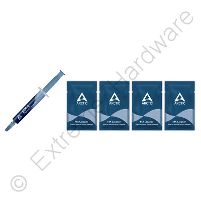 Arctic MX-4 4g Thermal Compound Tube & 4 Cleaning Wipes Artic Paste No Silver