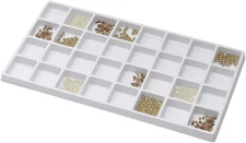 12 Tray Inserts 32 Compartment Liners White Jewelry Plastic 14" x 7 ½" x ½" 